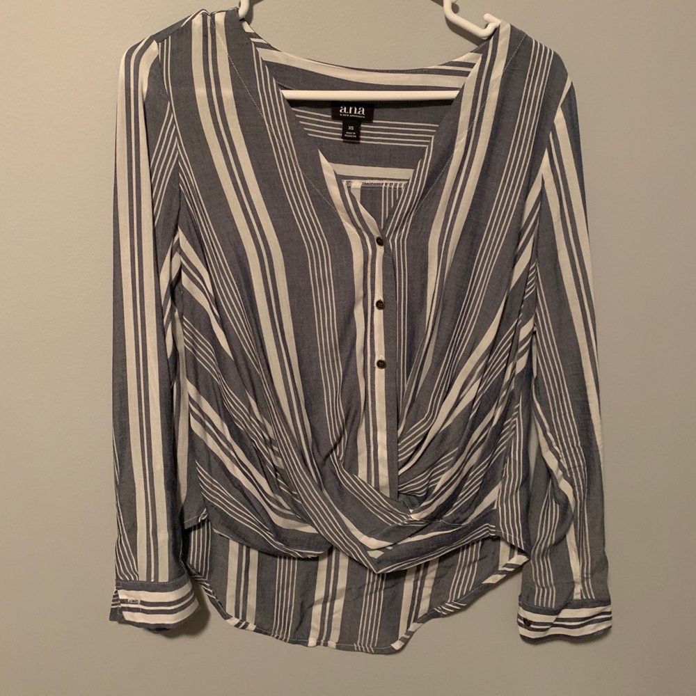 a.n.a blue and white long sleeve